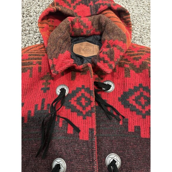 Vintage Woolrich Womens Small  Wool Long Coat Duster Blanket Southwestern Aztec - Picture 5 of 9